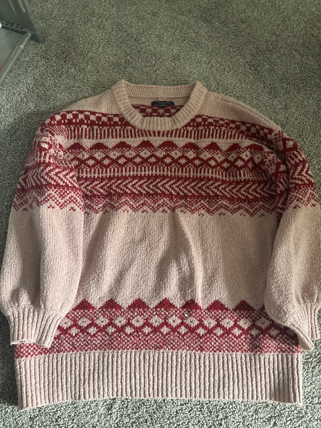 American Eagle Fair Isle Knit Sweater - Pink/Red