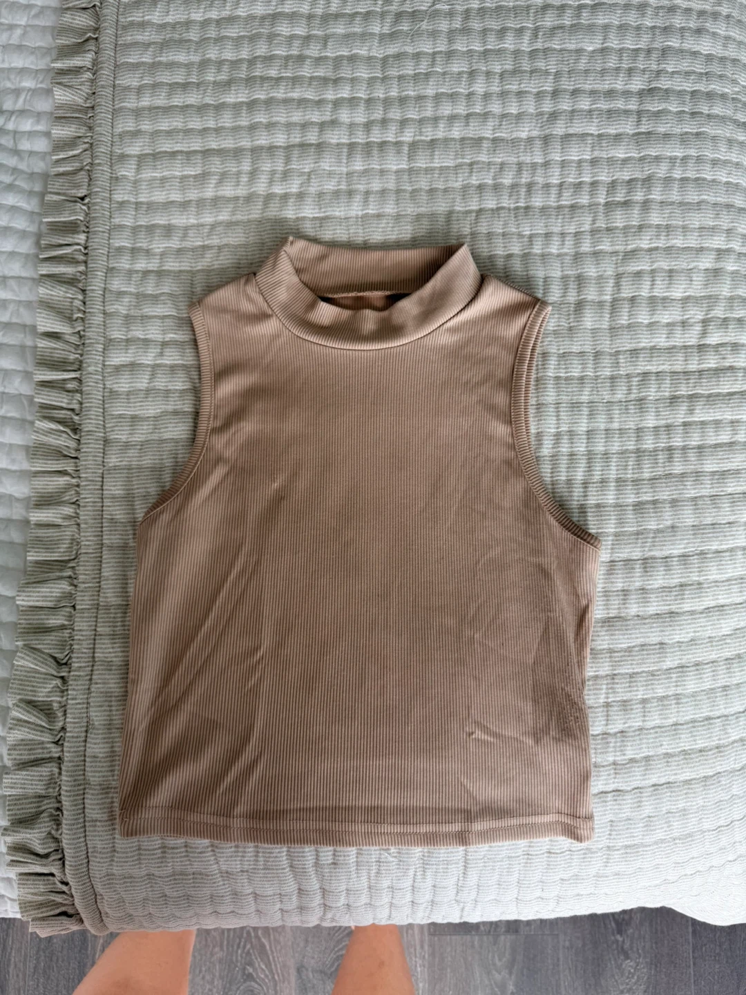 Ribbed Mock Neck Sleeveless Top