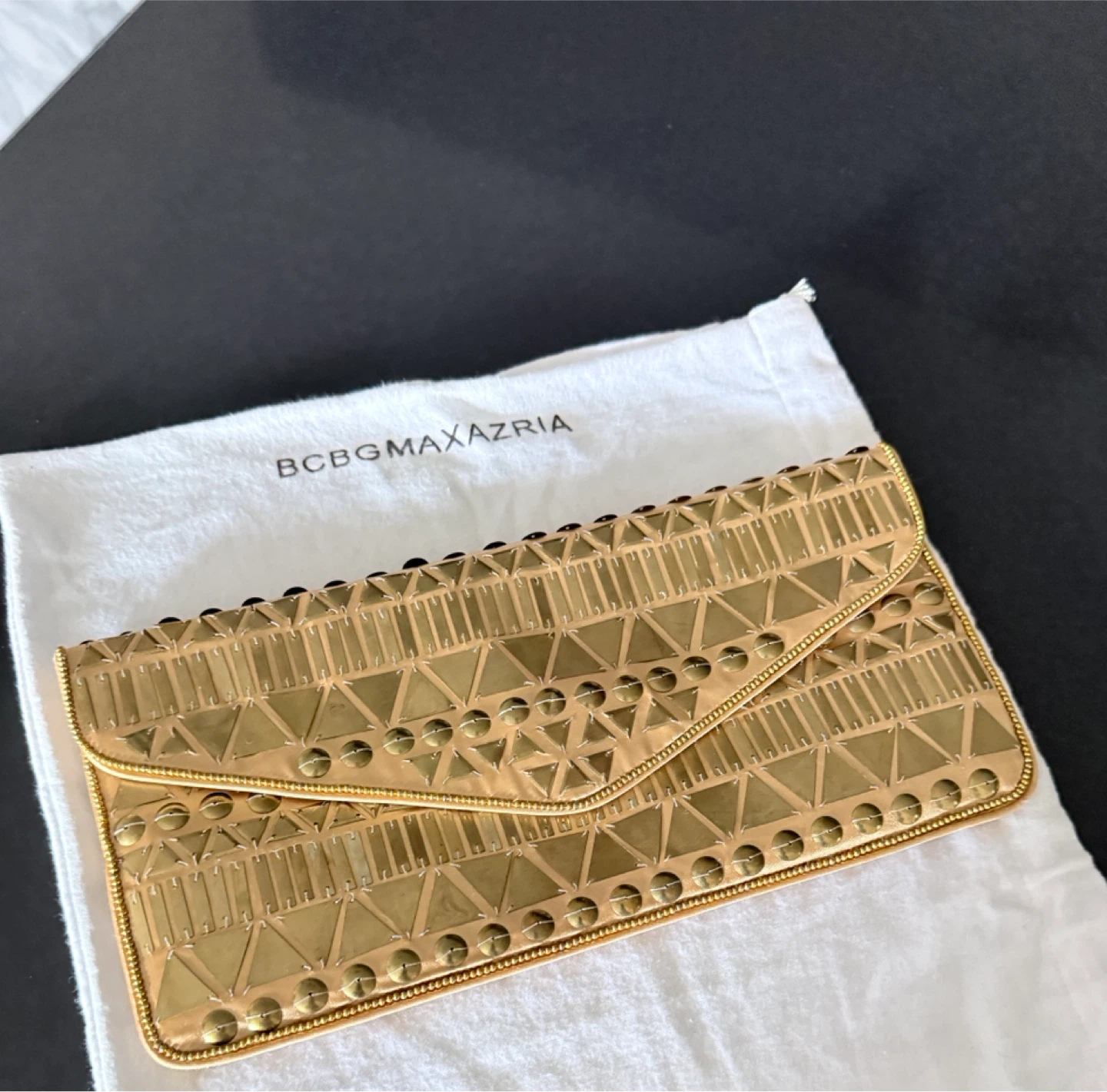 BCBGMAXAZRIA Gold Embellished Clutch