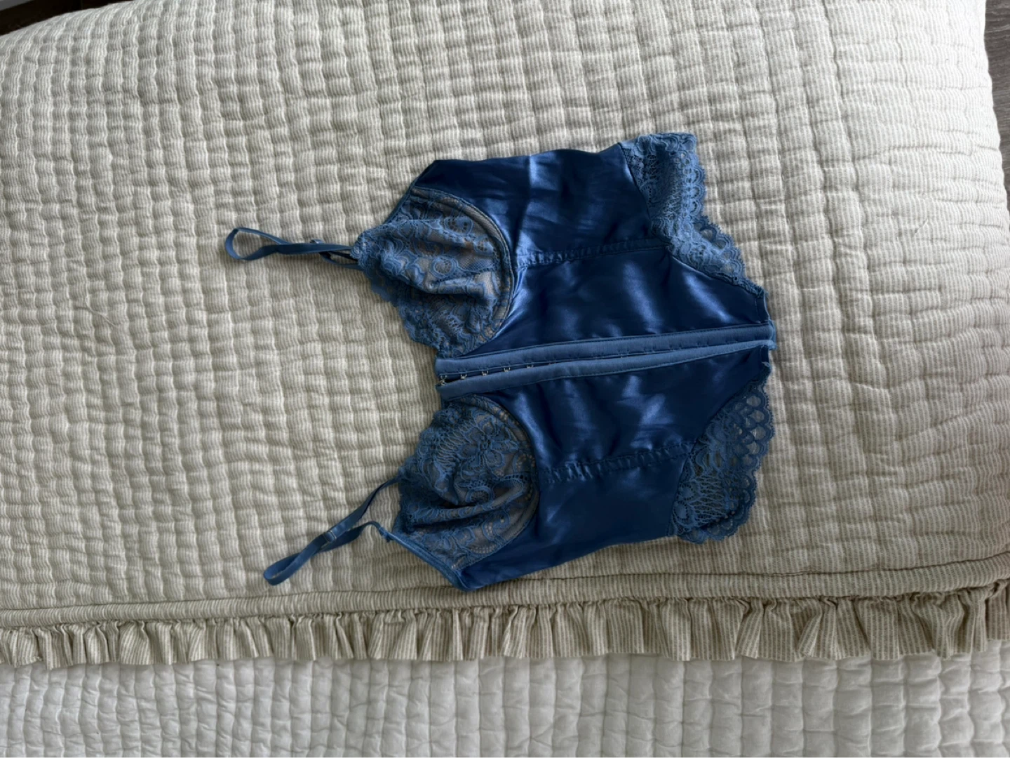 Blue Lace Satin Bralette