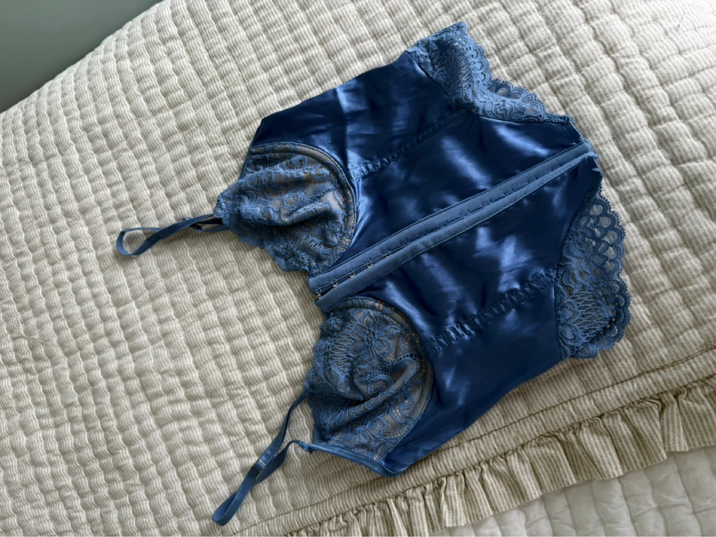 Blue Lace Satin Bralette - photo 2