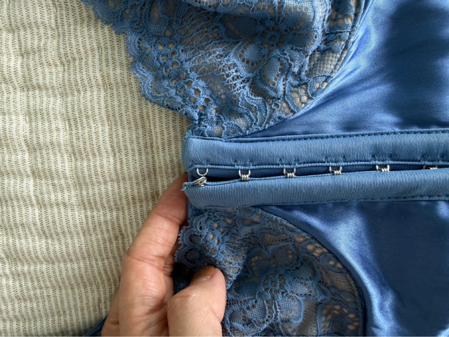 Blue Lace Satin Bralette - photo 3