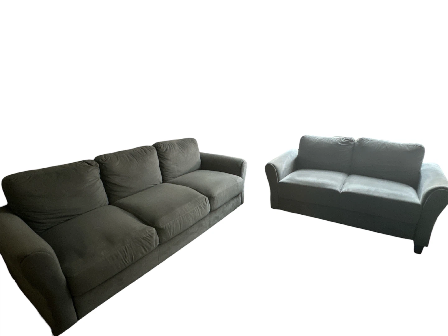 Gray Suede Sofa and Loveseat Set