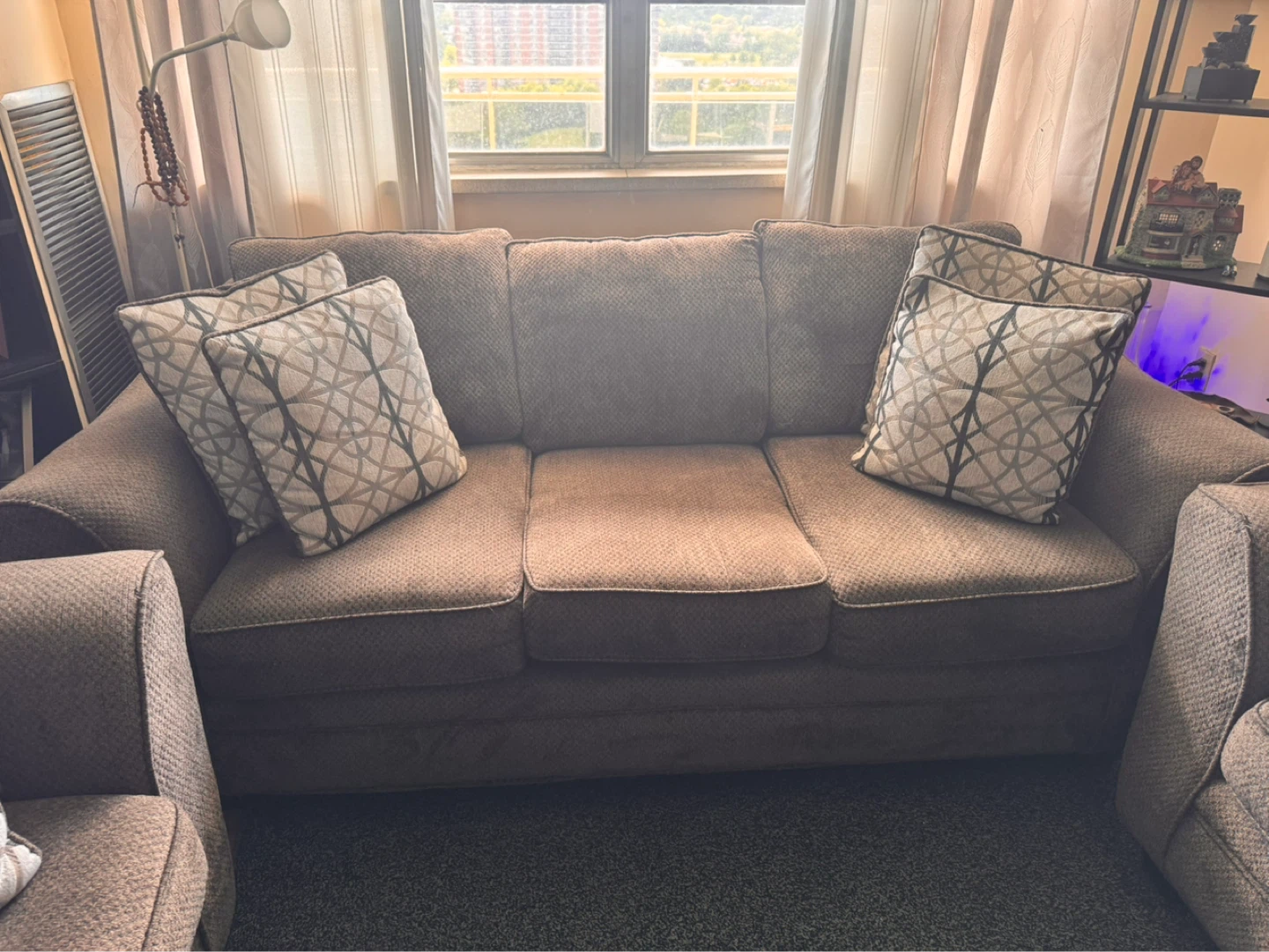 Brown Sofa with Accent Pillows - photo 3