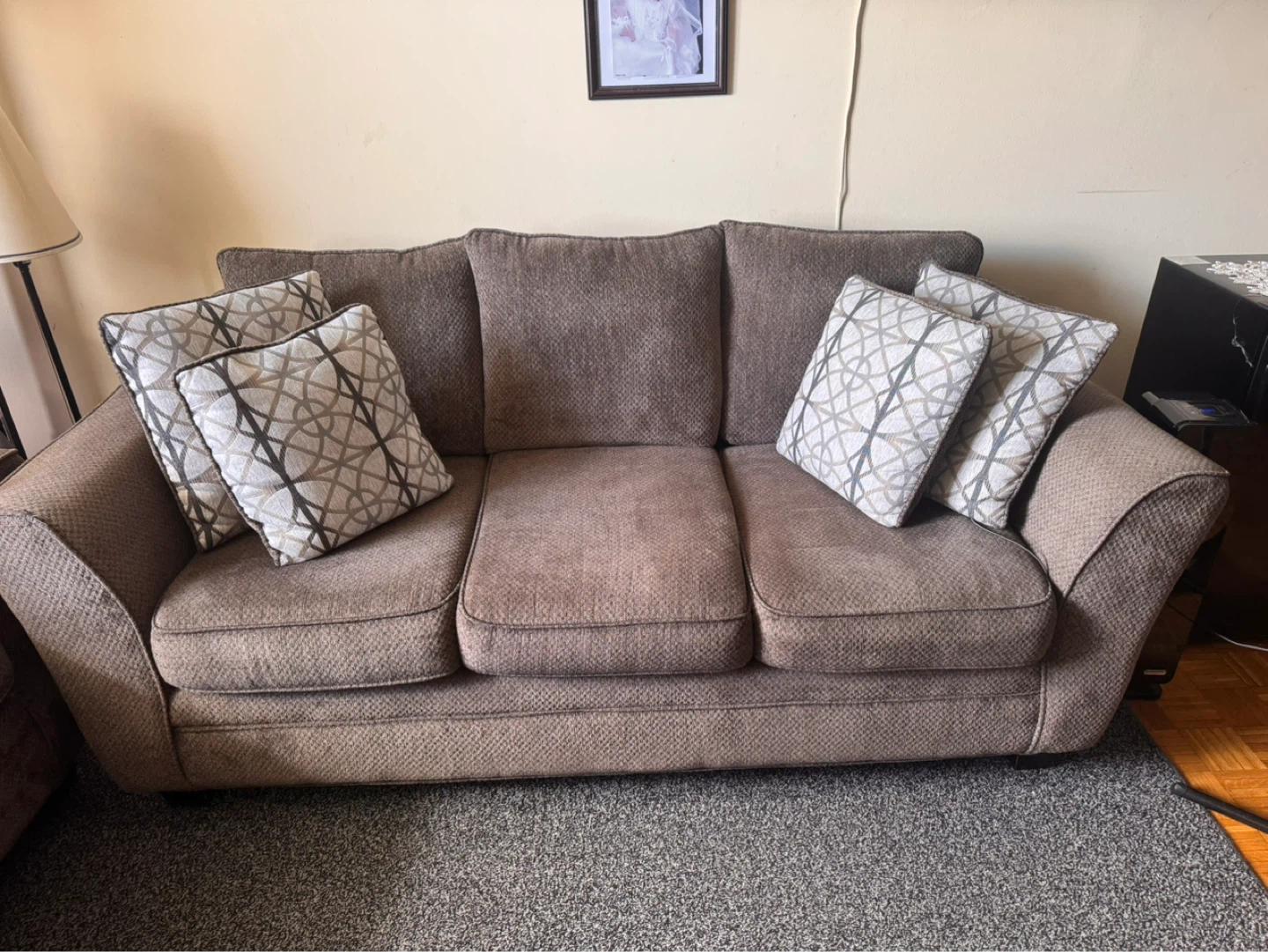 Brown Sofa with Accent Pillows - photo 2