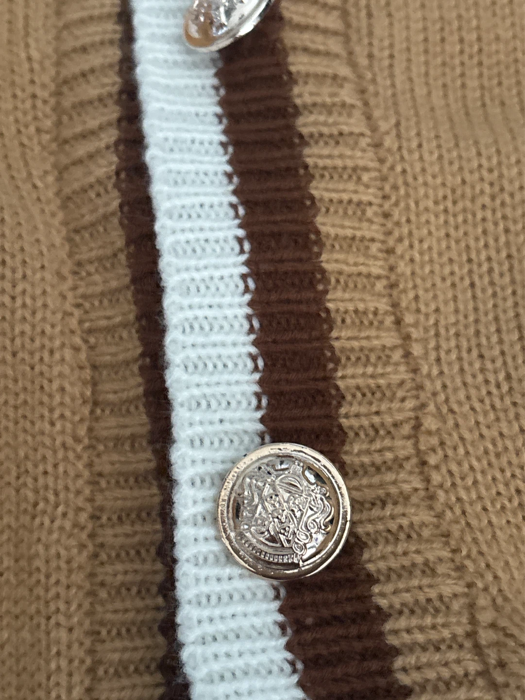 Tan Sweater Vest with Stripes and Buttons - photo 3