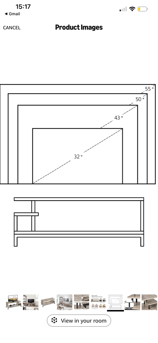 TV stand — rustic wood look, 2 shelves, good condition - photo 3