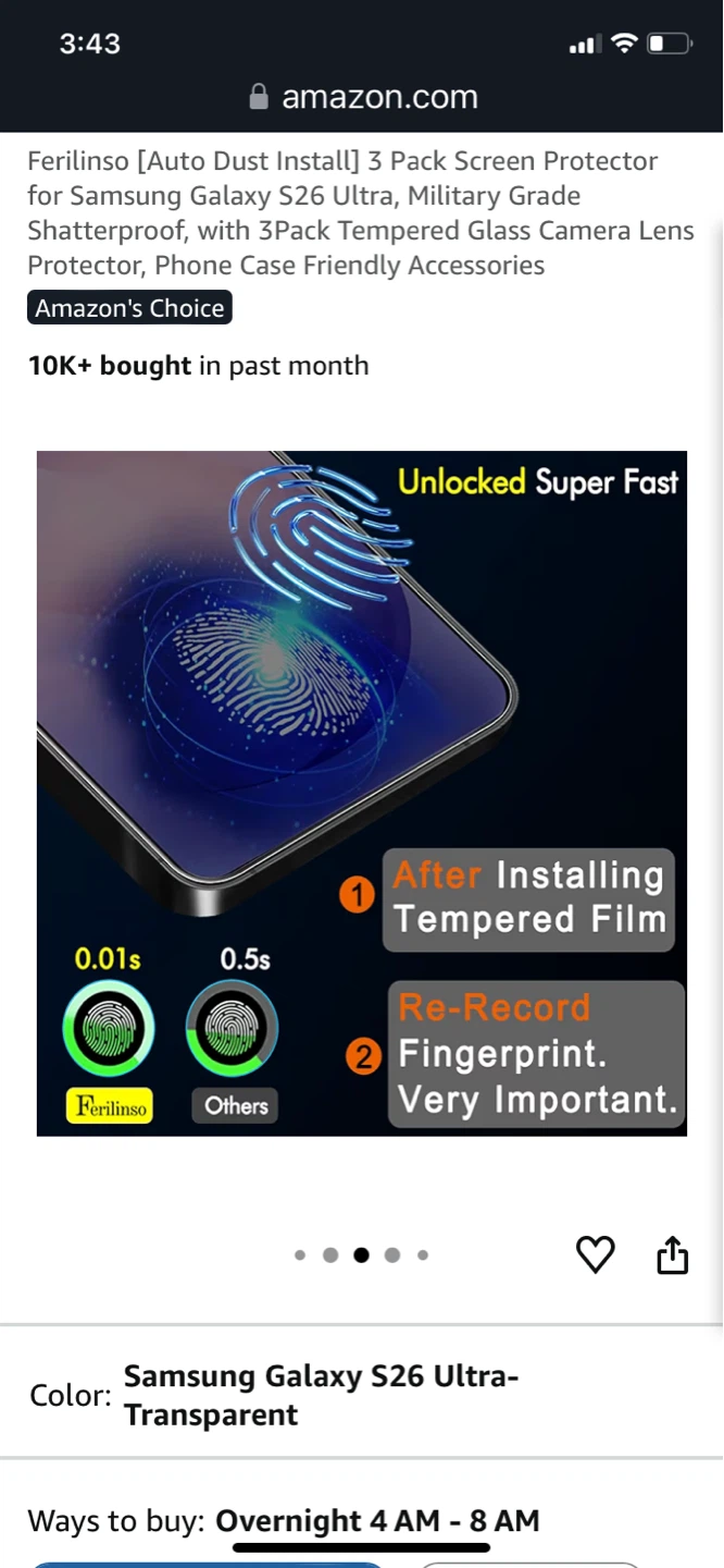 Ferilinsso 3 Pack Screen Protector for Samsung Galaxy S26 Ultra - photo 5