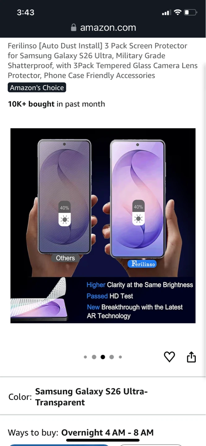 Ferilinsso 3 Pack Screen Protector for Samsung Galaxy S26 Ultra - photo 4