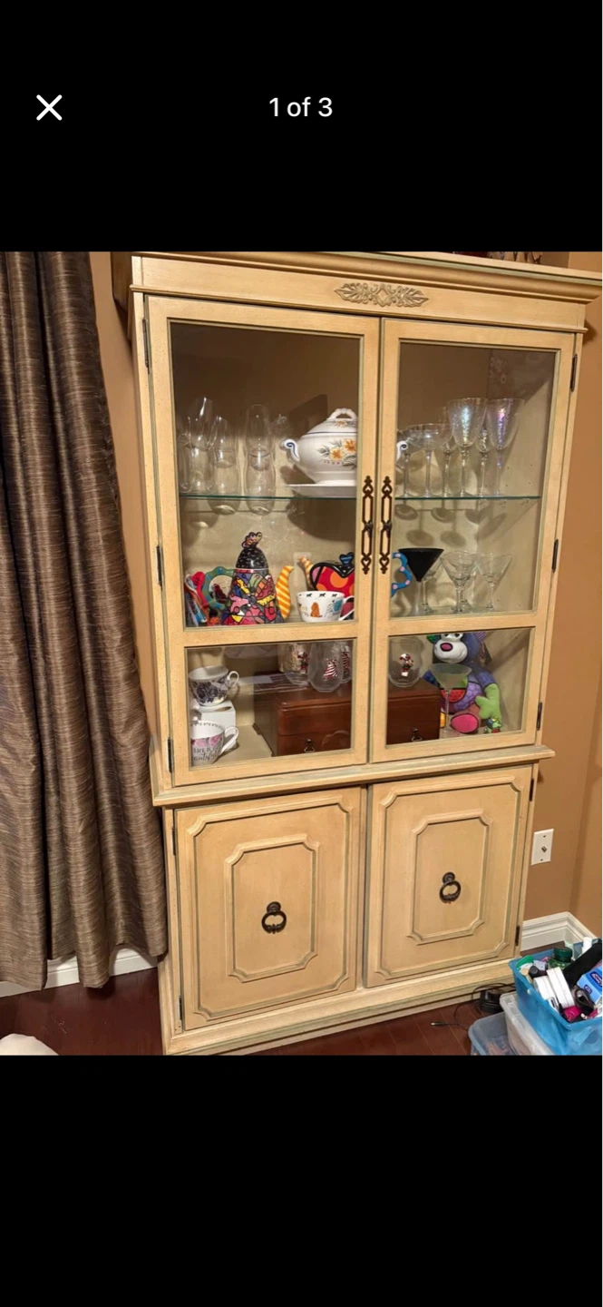 Display Cabinet with Glass Doors and Storage Below - photo 2