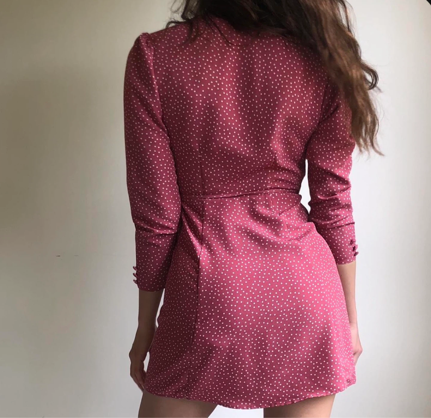 Pink polka dot wrap dress - photo 3