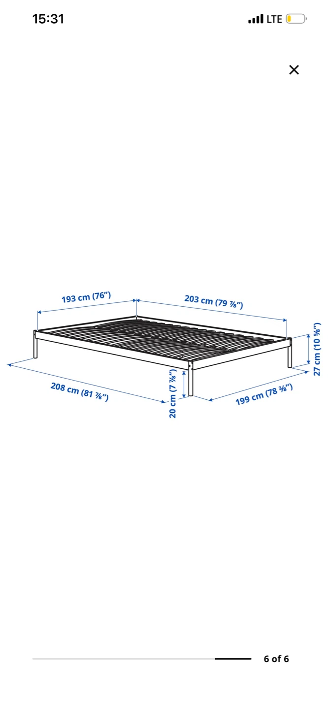 IKEA Vevelstad King bed frame — white metal, like new - photo 3