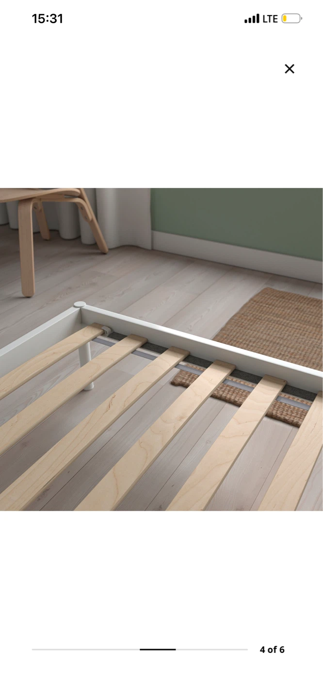 IKEA Vevelstad King bed frame — white metal, like new