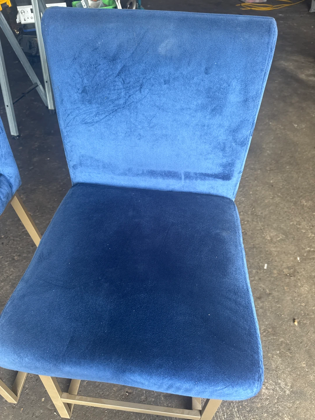 Set of 4 Blue Velvet Bar Stools - photo 2