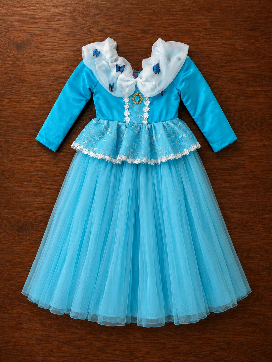 Blue Princess Dress with Butterflies