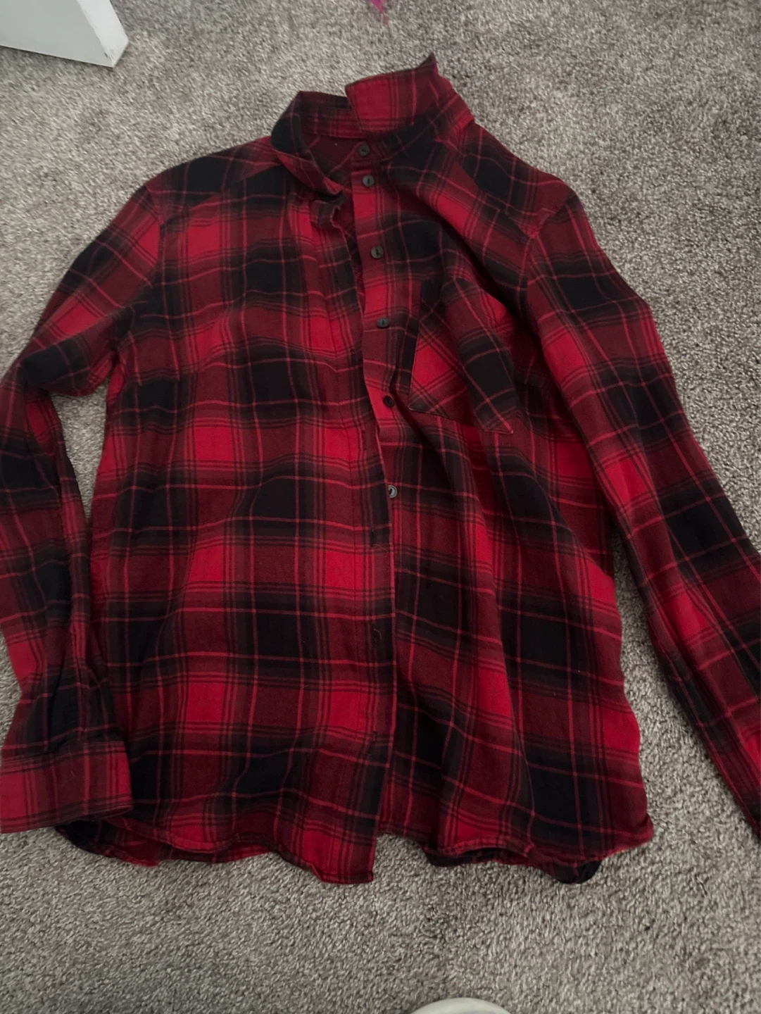 H&M DIVIDED Red and Black Plaid Flannel Shirt - photo 2