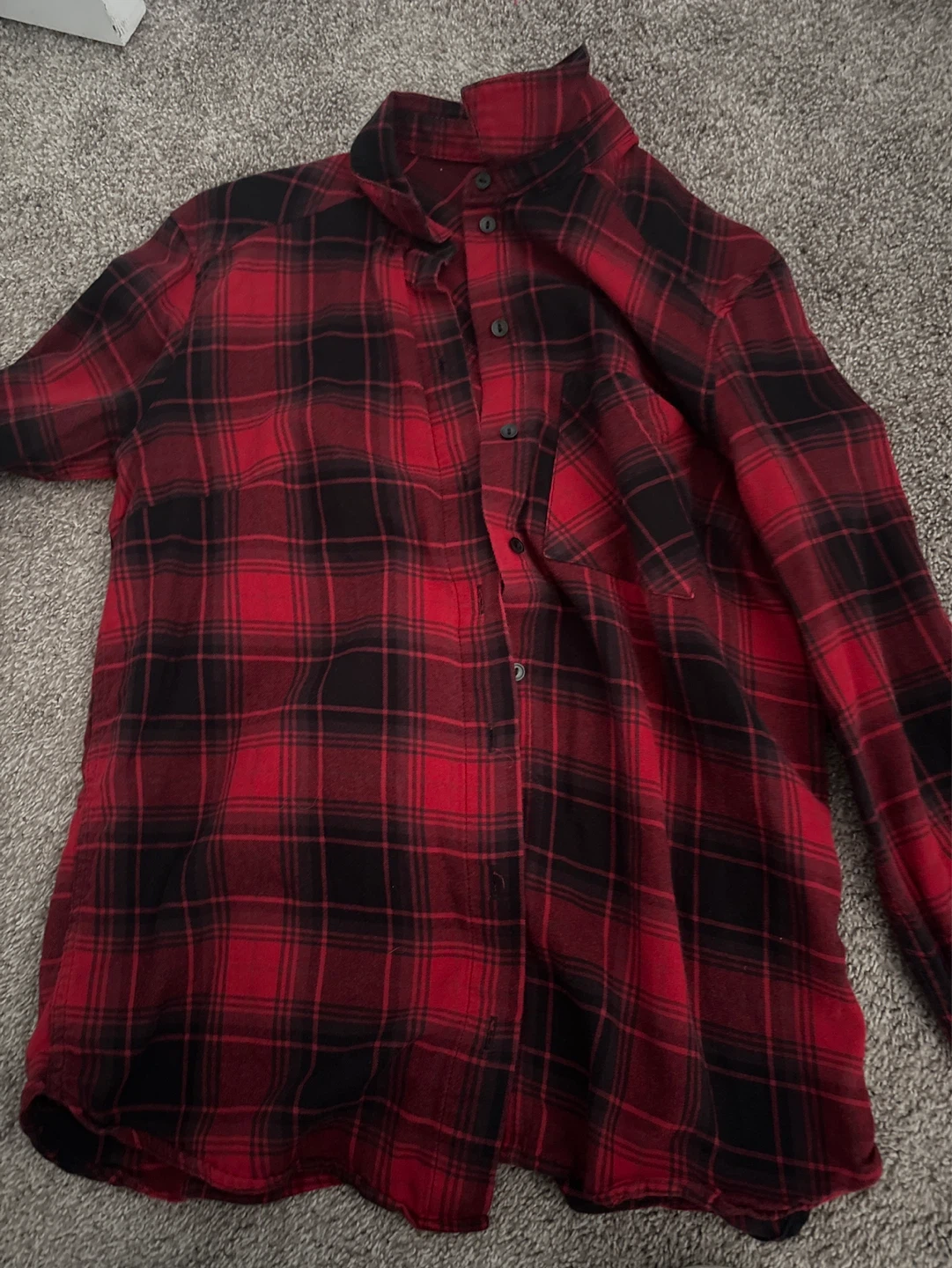 H&M DIVIDED Red and Black Plaid Flannel Shirt