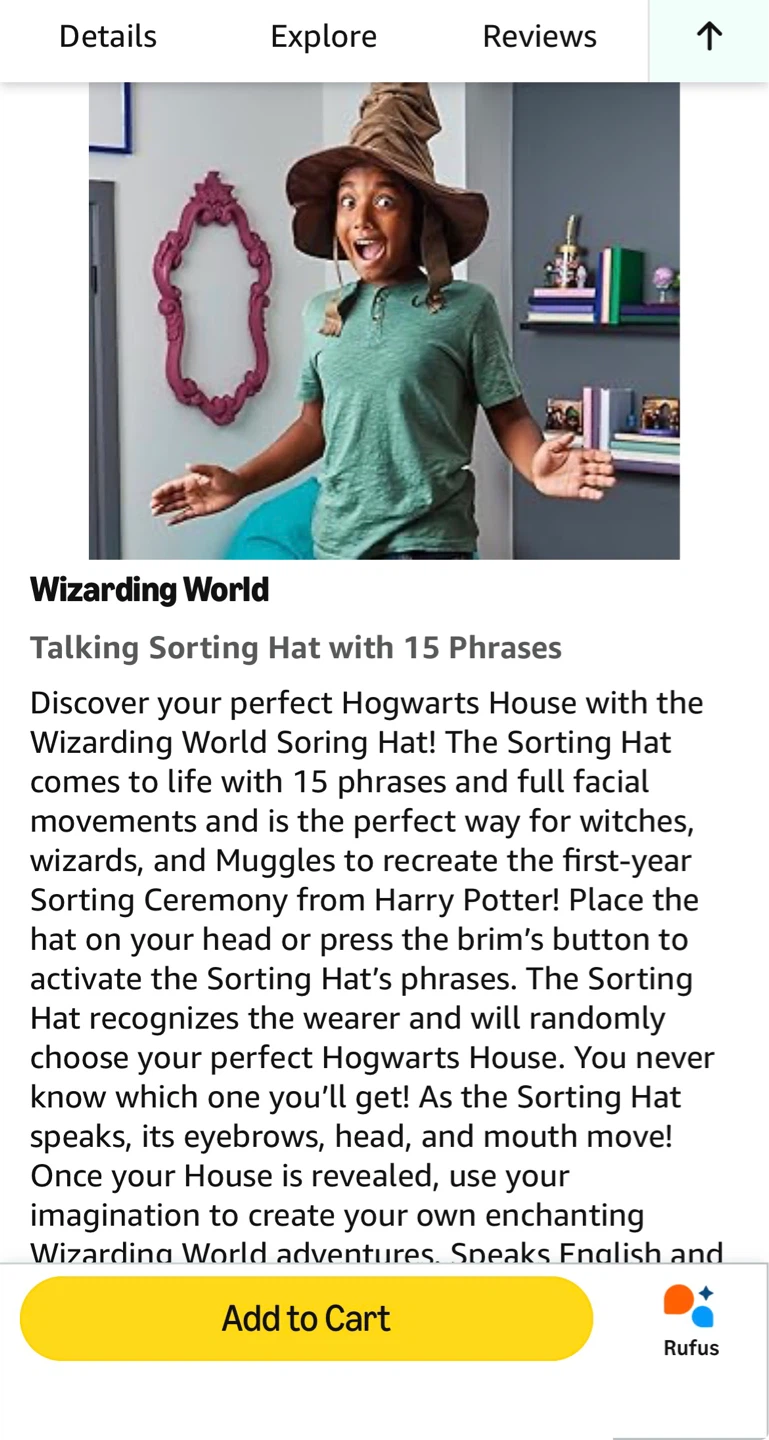 Harry Potter Talking Sorting Hat with 15 Phrases - photo 3