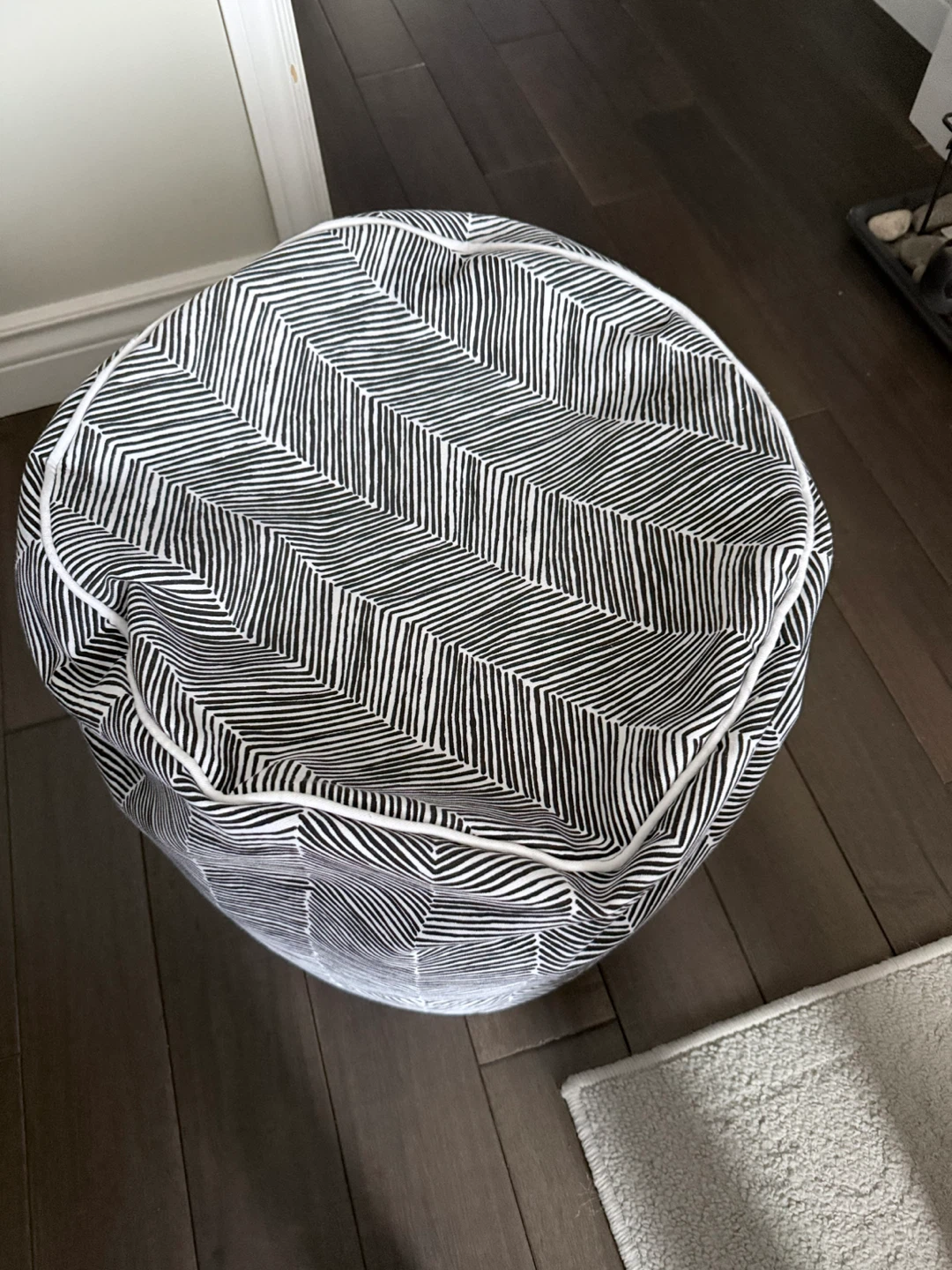 Bean Bag Chair Ottoman Black & White Pattern