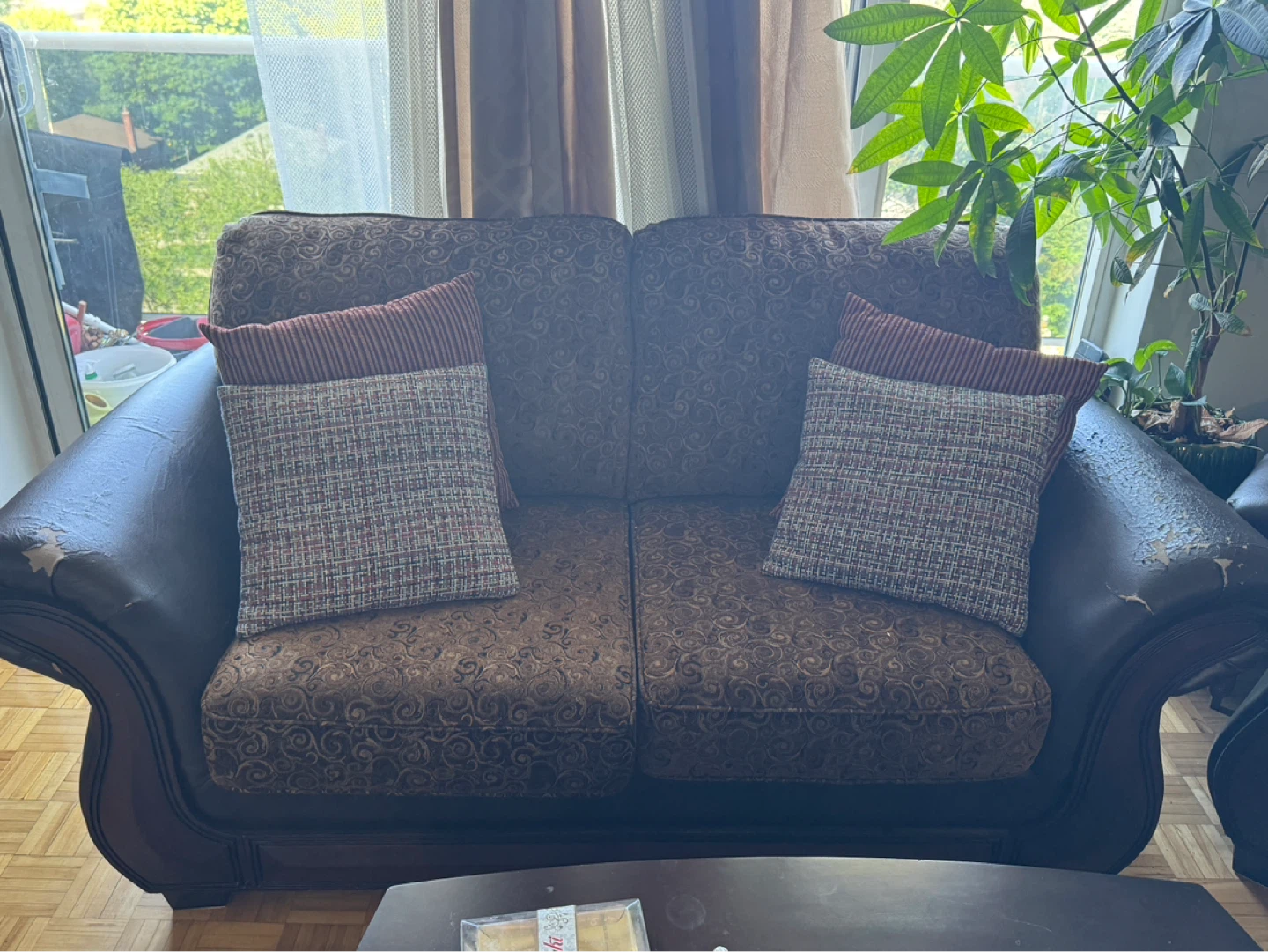 Brown Sofa and Matching Armchair Set
