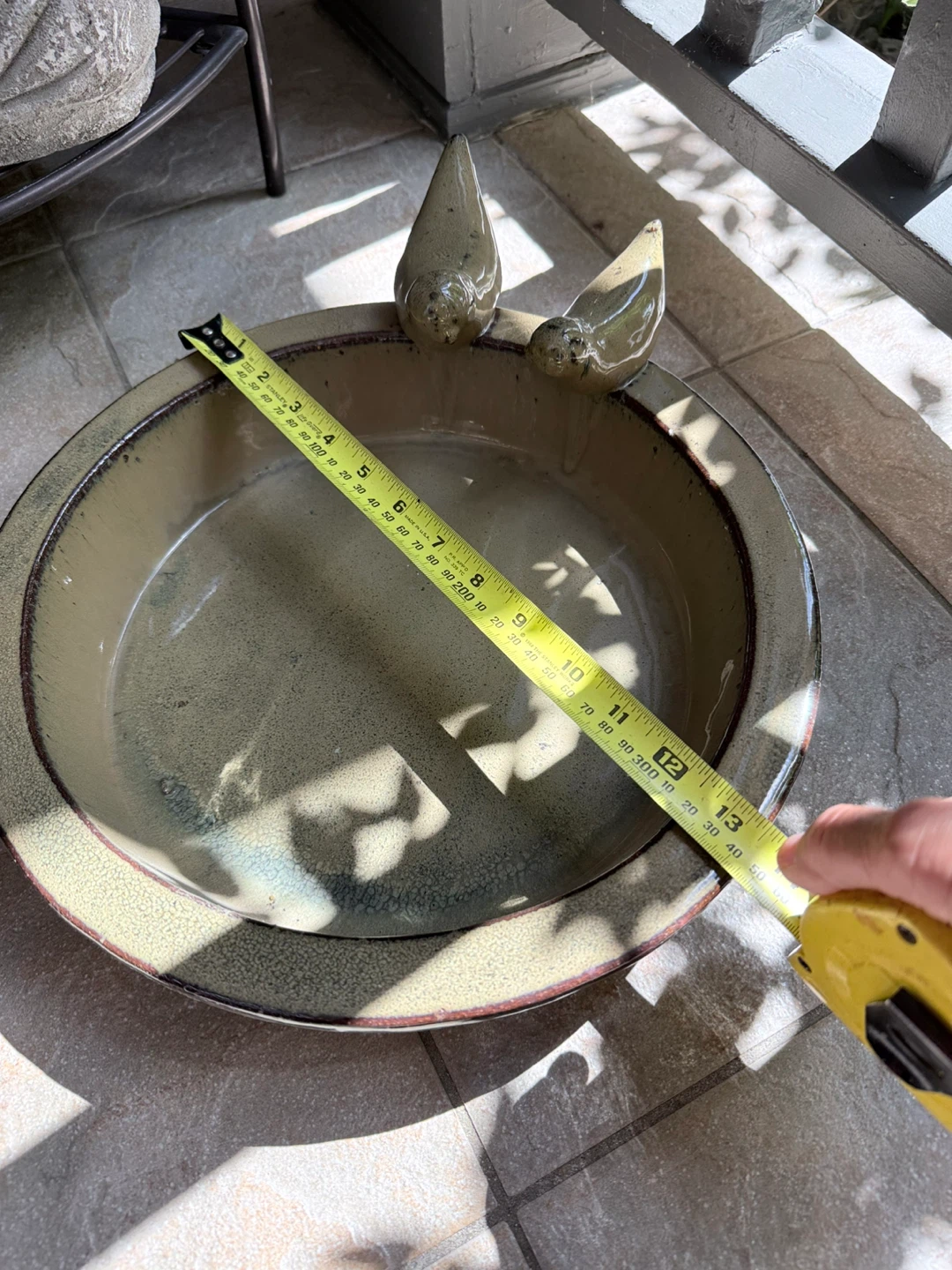 Ceramic Bird Bath with Two Birds - photo 3