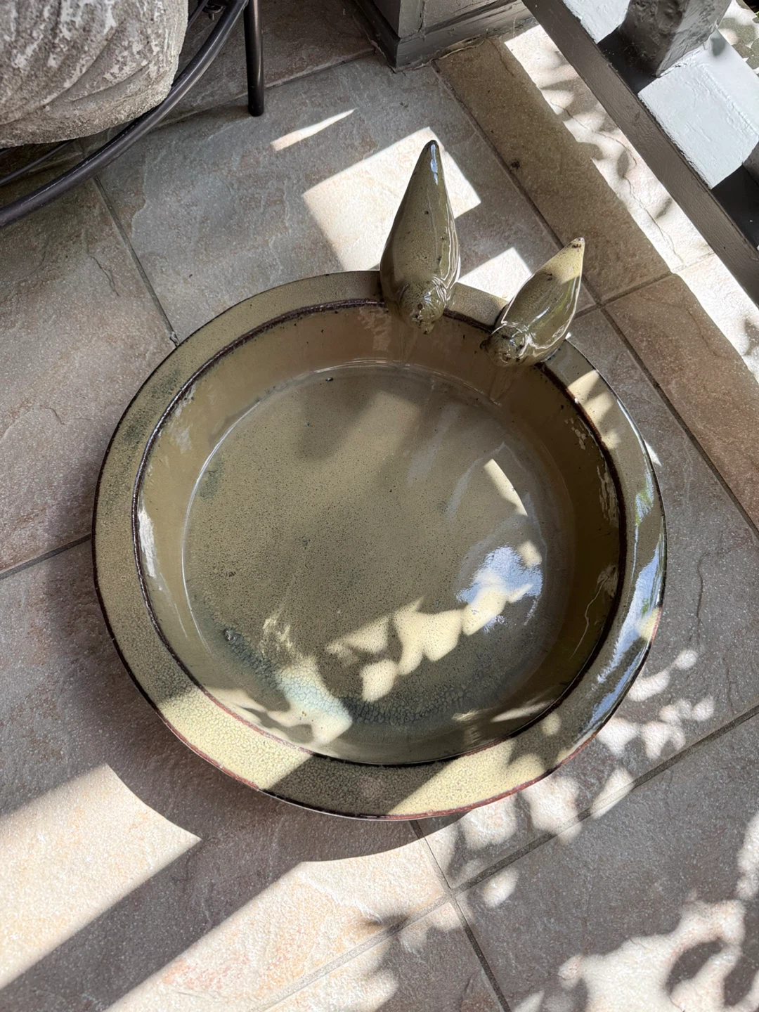 Ceramic Bird Bath with Two Birds - photo 2