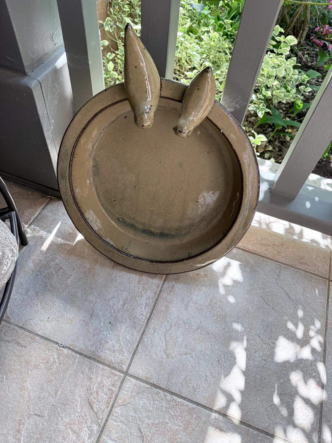 Ceramic Bird Bath with Two Birds