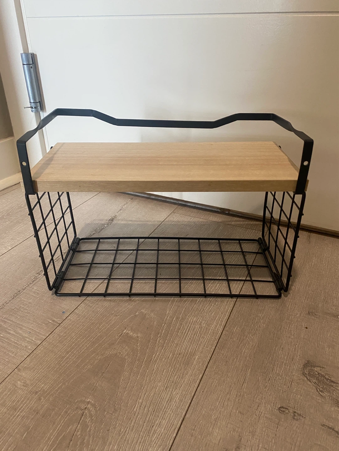 Wire and Wood Storage Shelf