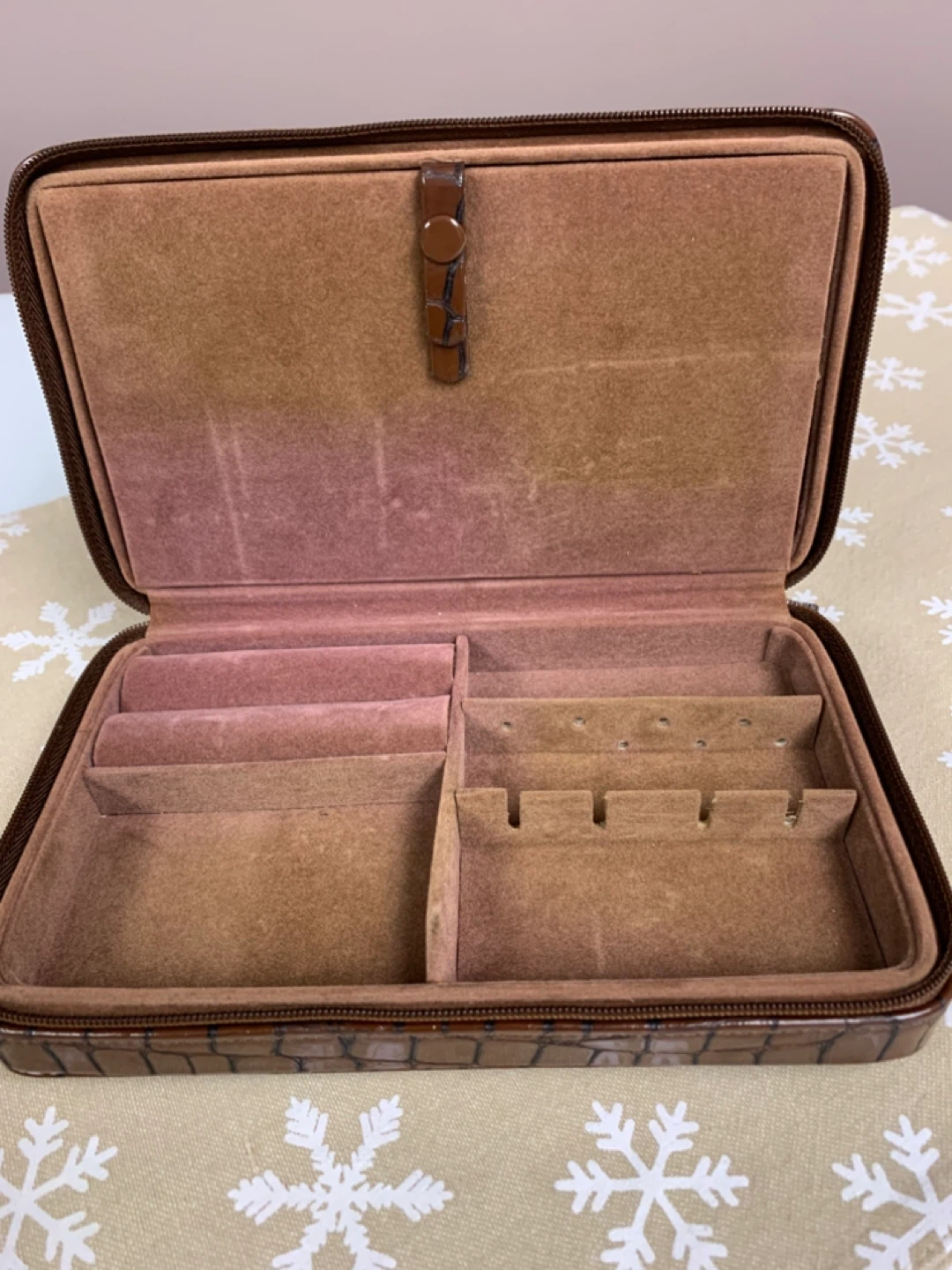 Brown Faux Croc Jewelry Organizer Box - photo 2