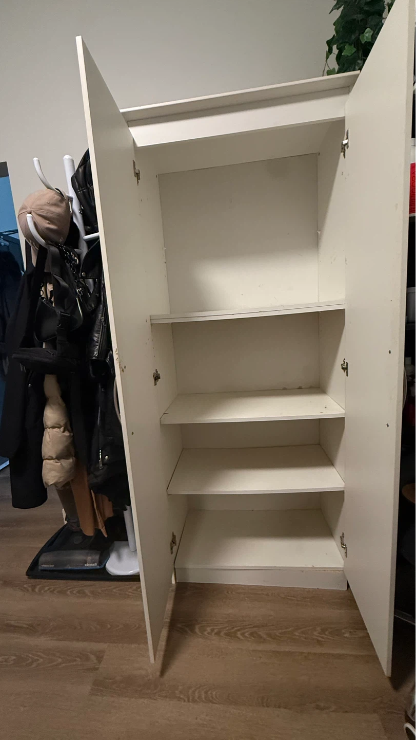 White Two-Door Storage Cabinet with Shelves - photo 2