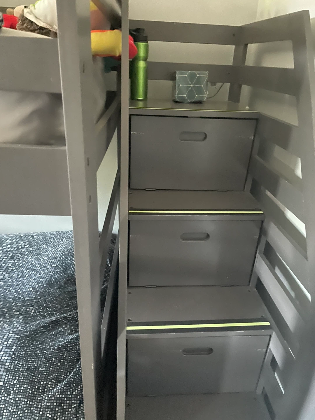 Gray Twin Bunk Bed with Storage Stairs and Trundle - photo 2