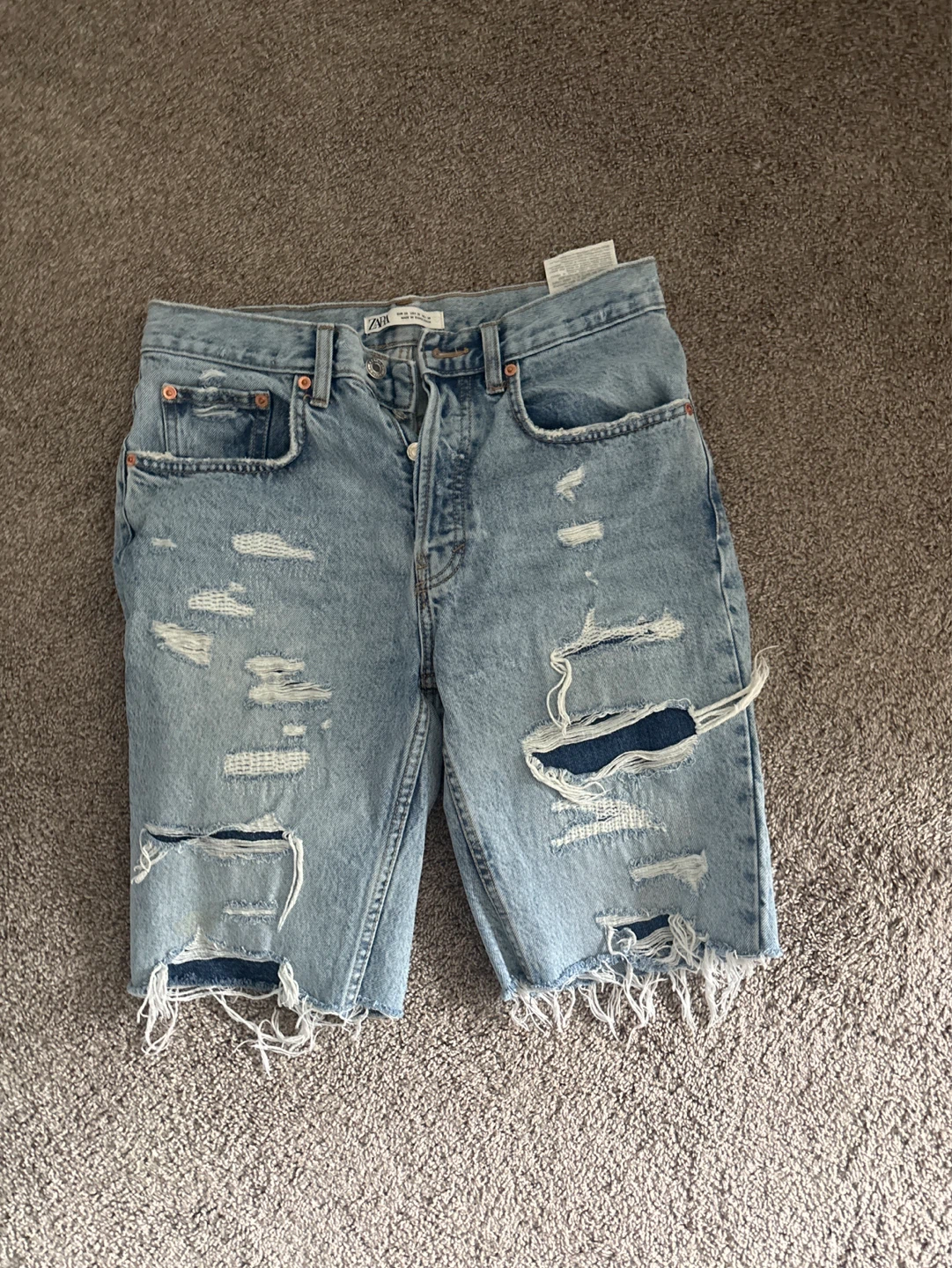 Zara Ripped Denim Shorts