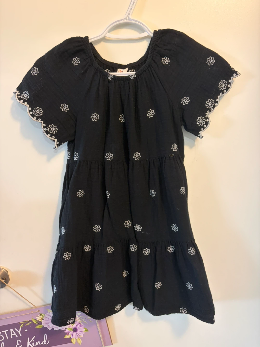 Kids Cat & Jack Black Embroidered Dress M (8)
