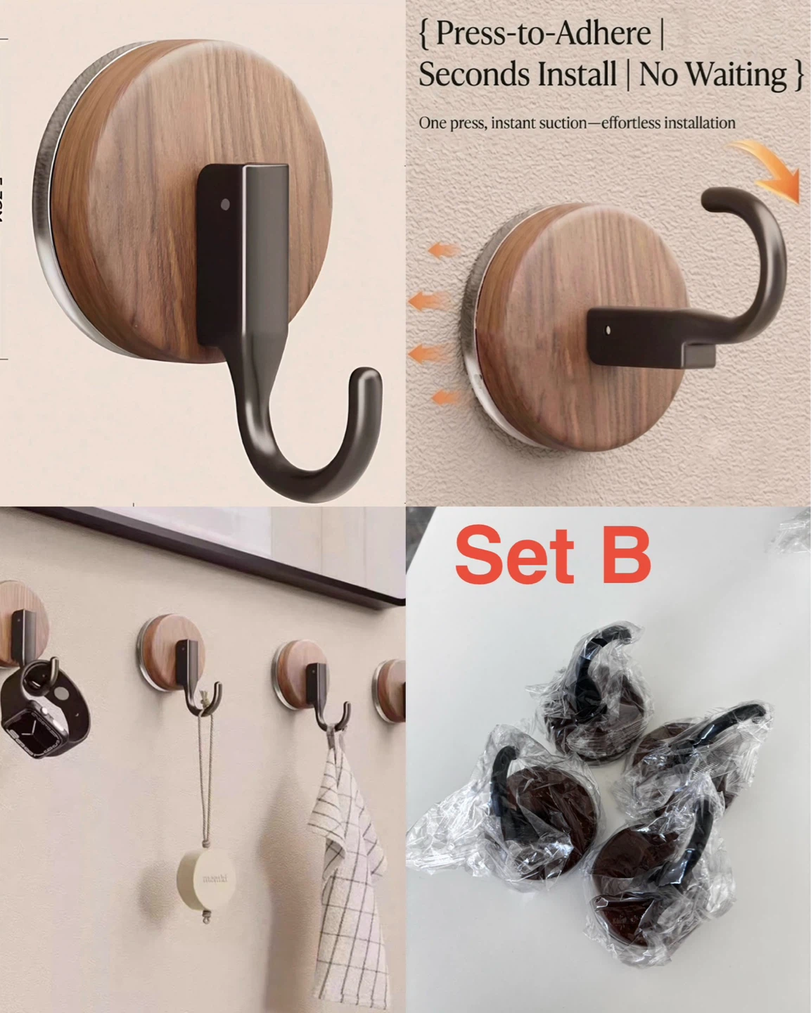 Brand New Multi-Style Hanging Hooks Set (Adhesive & Suction) - photo 3
