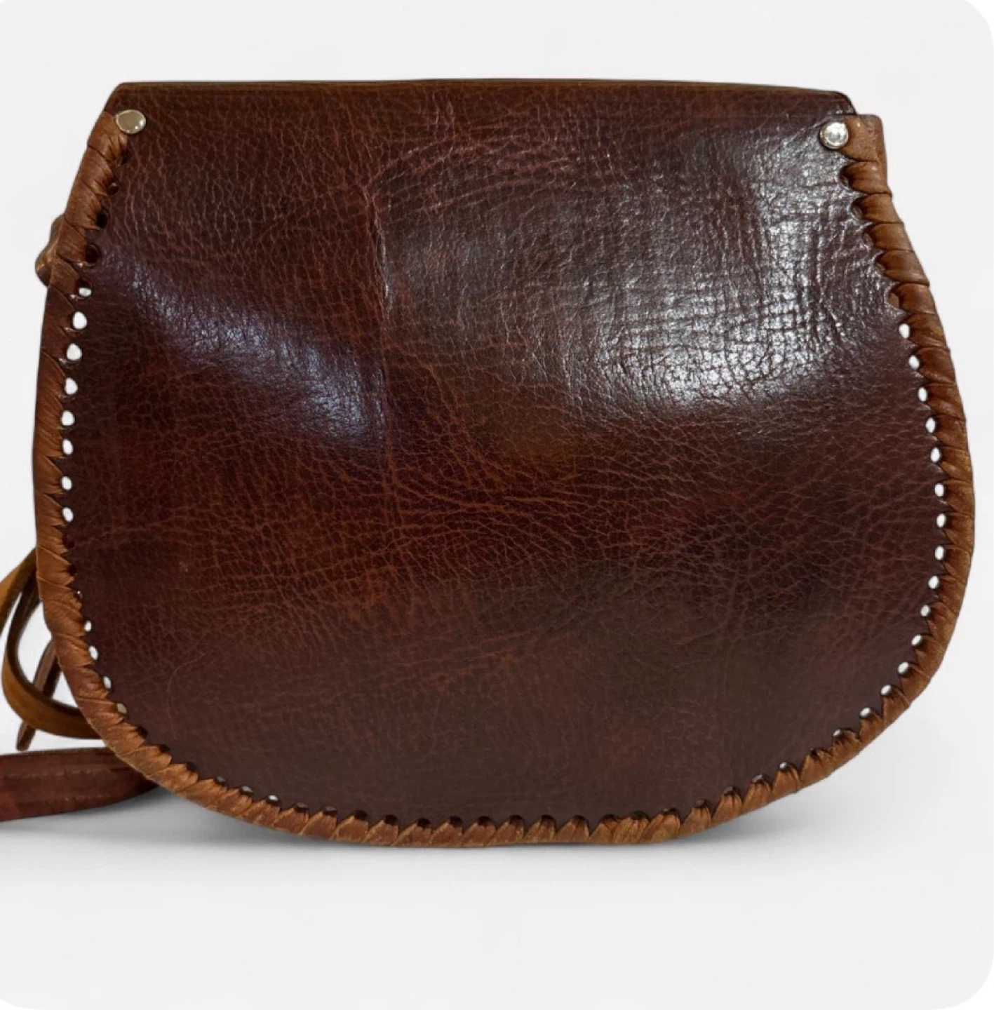 Brown  New Handmade Leather Crossbody Bag with Embossed Design - photo 3