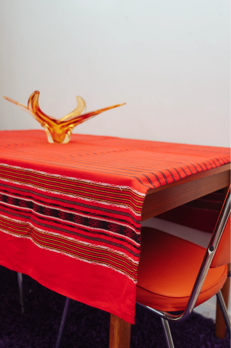 Vintage 1970s Woven Sunset Stripe Tablecloth - photo 4