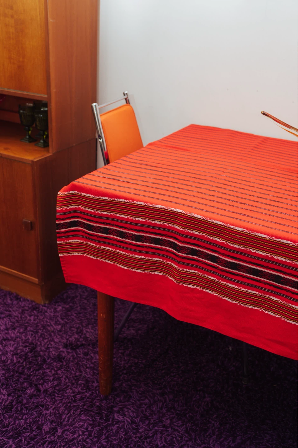 Vintage 1970s Woven Sunset Stripe Tablecloth - photo 2