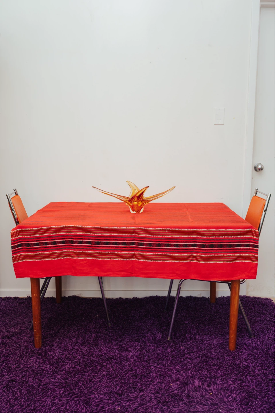 Vintage 1970s Woven Sunset Stripe Tablecloth