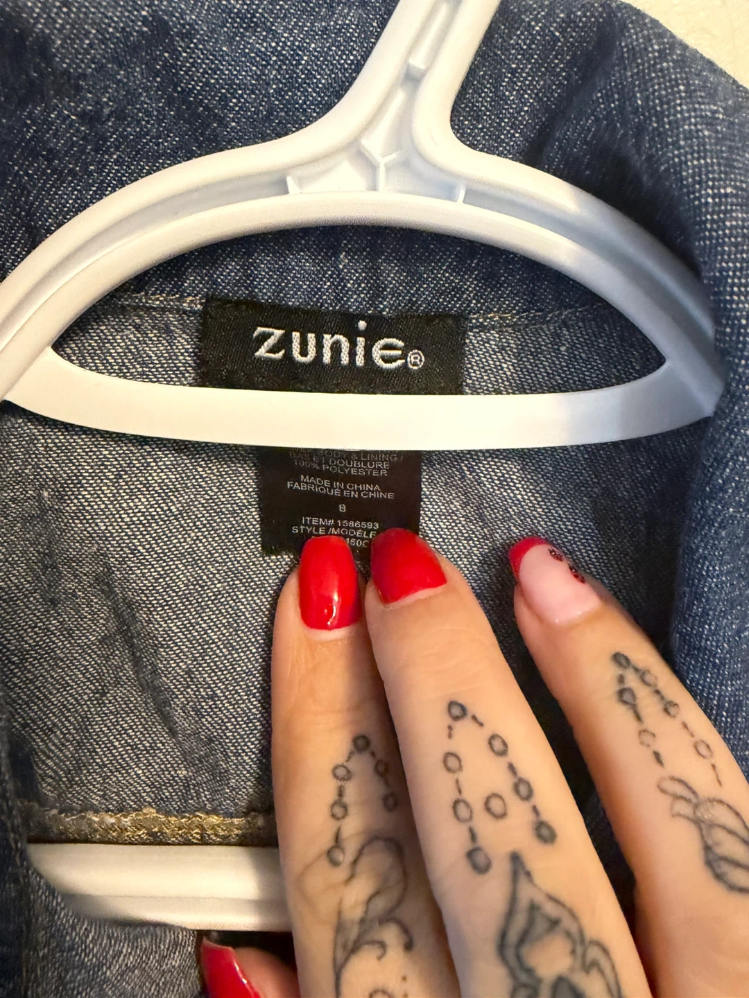 Zunie Girls Denim and Floral Dress - Size 8 - photo 2