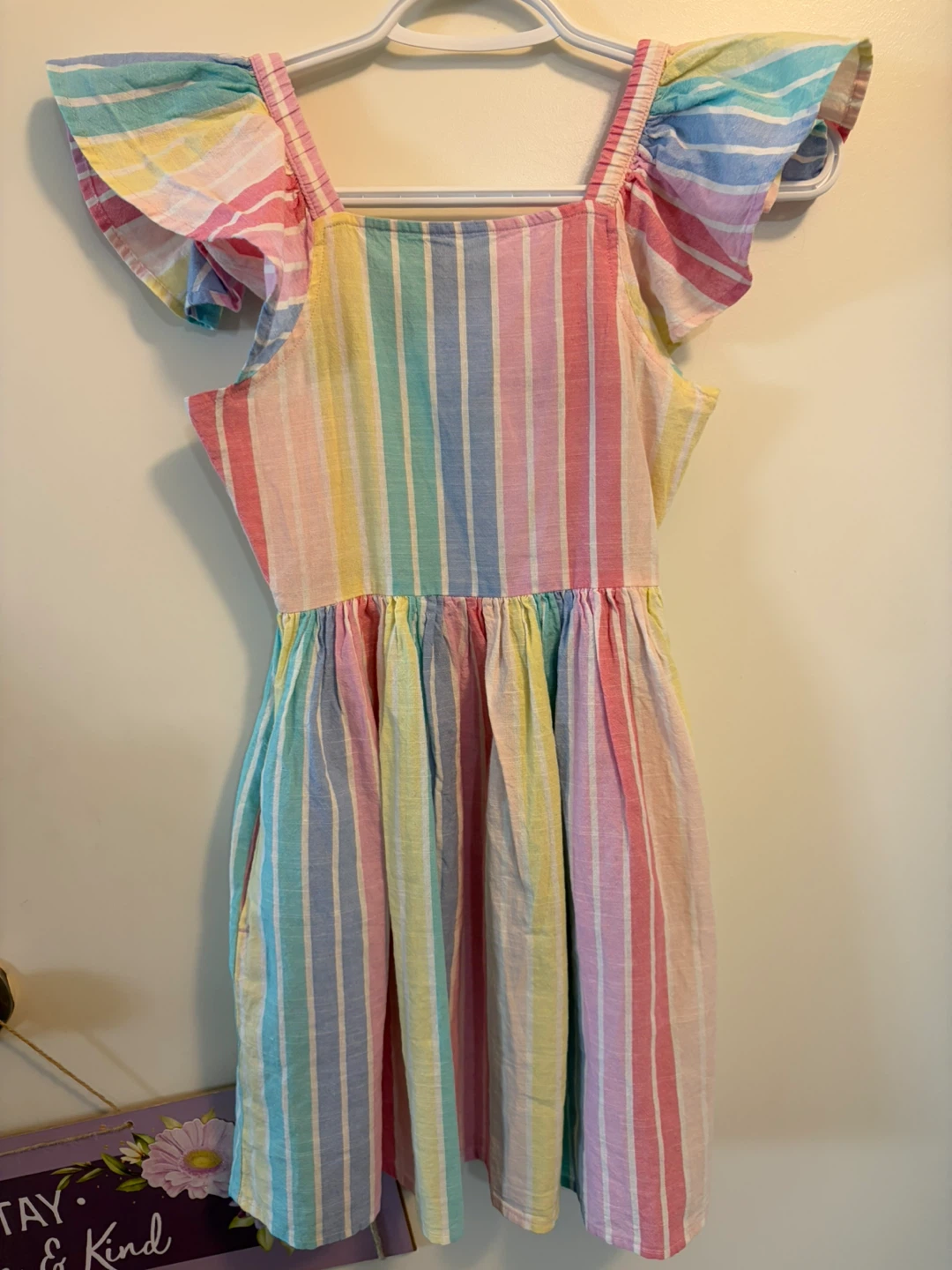Girls George striped rainbow dress size 8