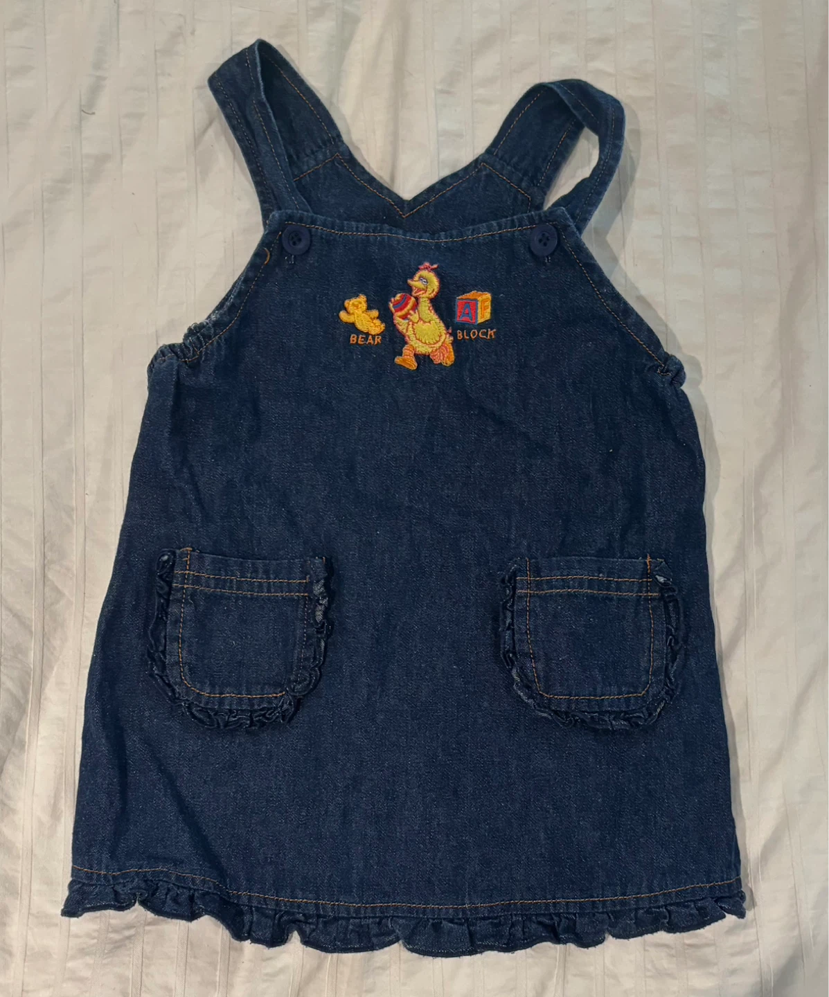 Sesame Street BIG BIRD Denim Dress SZ 2T 24M Vintage 2001