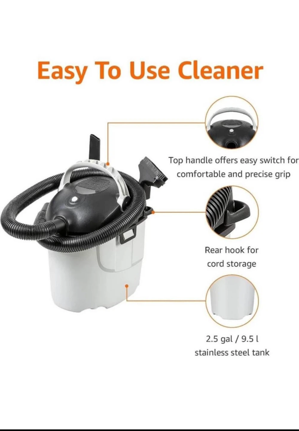 NEW Shop Vac Wet/Dry Vacuum 2.5 Gallon Portable Garage Vacuum - photo 5