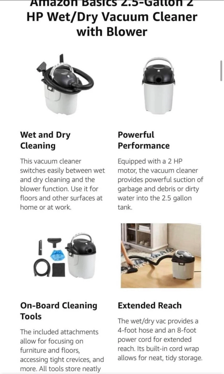 NEW Shop Vac Wet/Dry Vacuum 2.5 Gallon Portable Garage Vacuum - photo 4