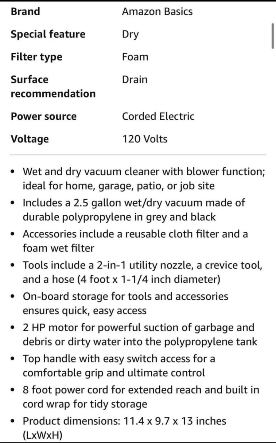 NEW Shop Vac Wet/Dry Vacuum 2.5 Gallon Portable Garage Vacuum - photo 3