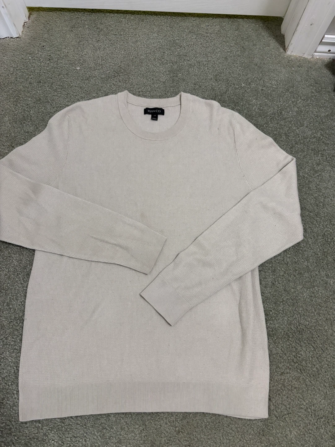 RW&CO. Men's Long Sleeve Sweater - Light Beige - Large