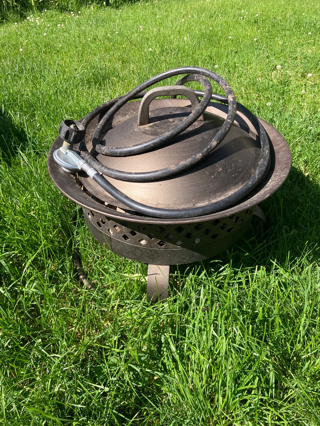 Propane Fire Pit with Cover and Hose
