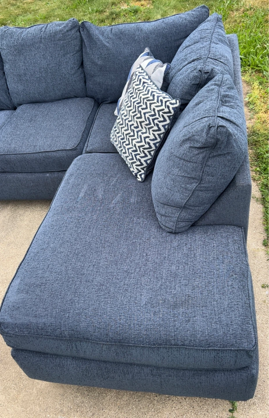 Dark Blue Sectional Sofa with Chaise - photo 3