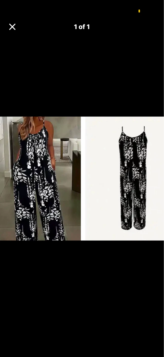 Plus size Women's Black & White Floral Jumpsuit. Size 1XL