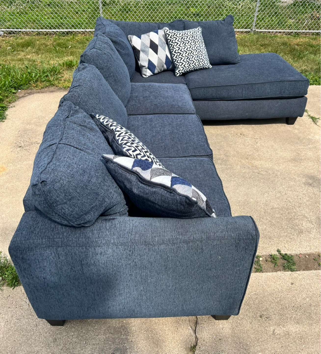 Dark Blue Sectional Sofa with Chaise - photo 5