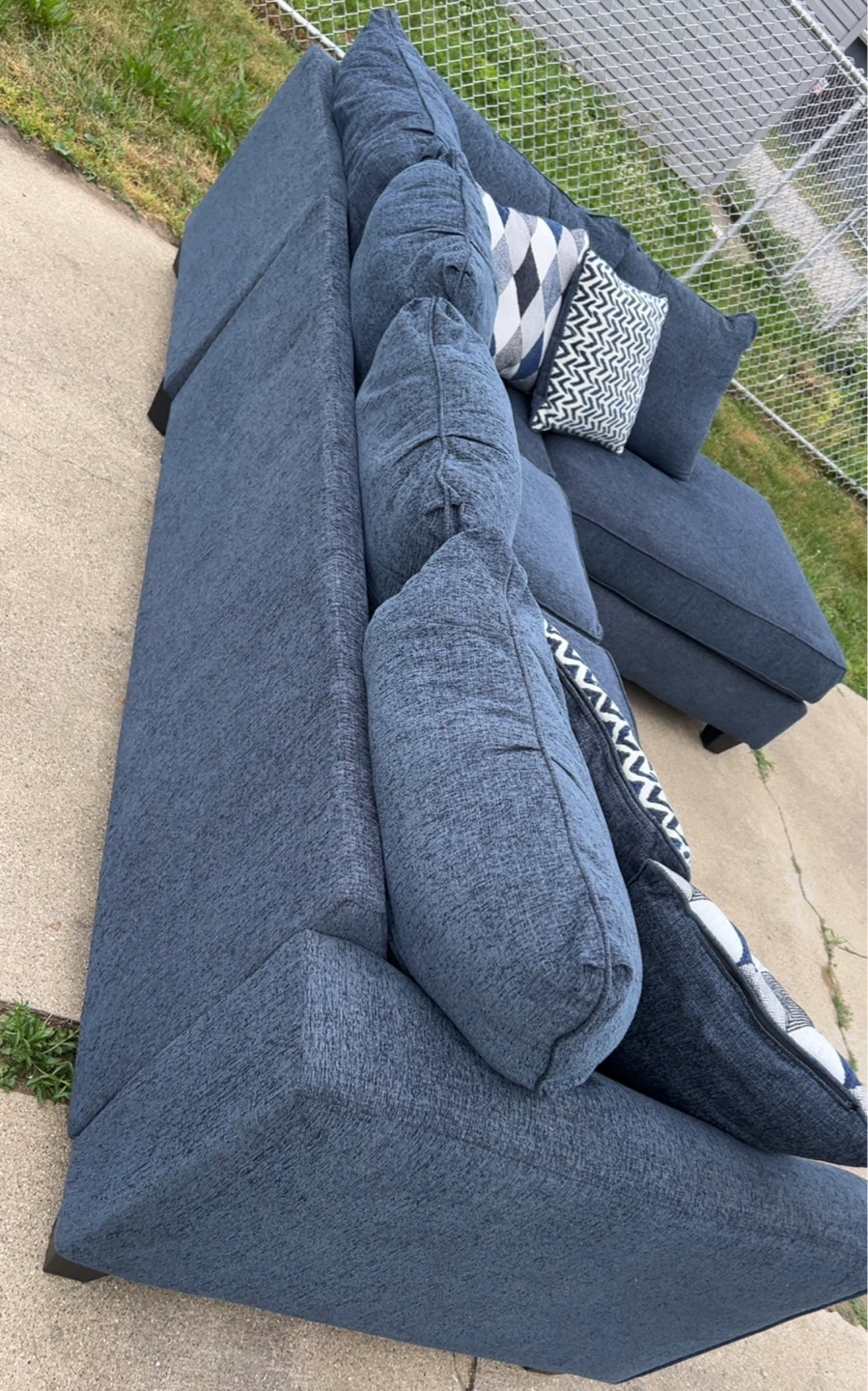Dark Blue Sectional Sofa with Chaise - photo 4
